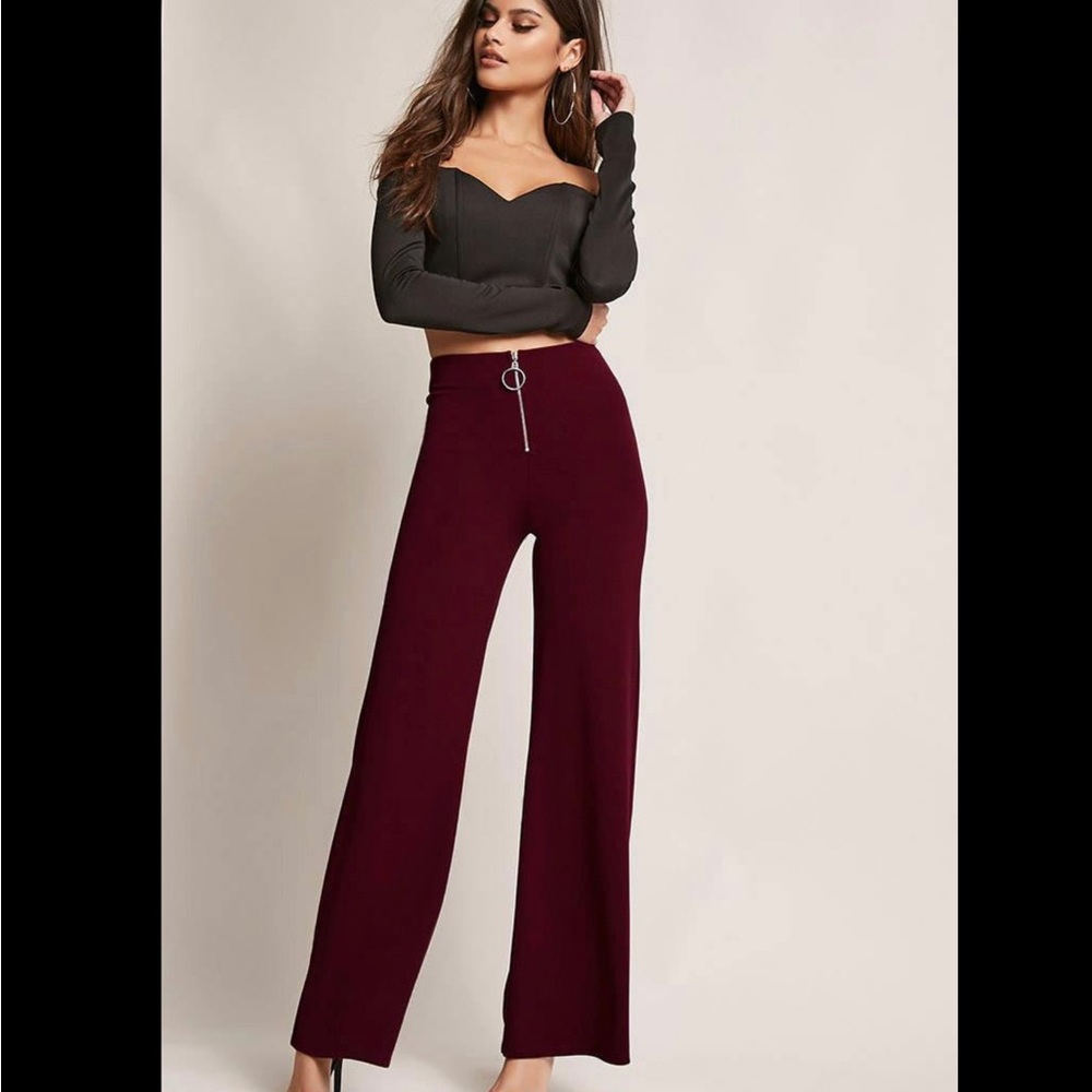 F21 flare leg pull tab trouser